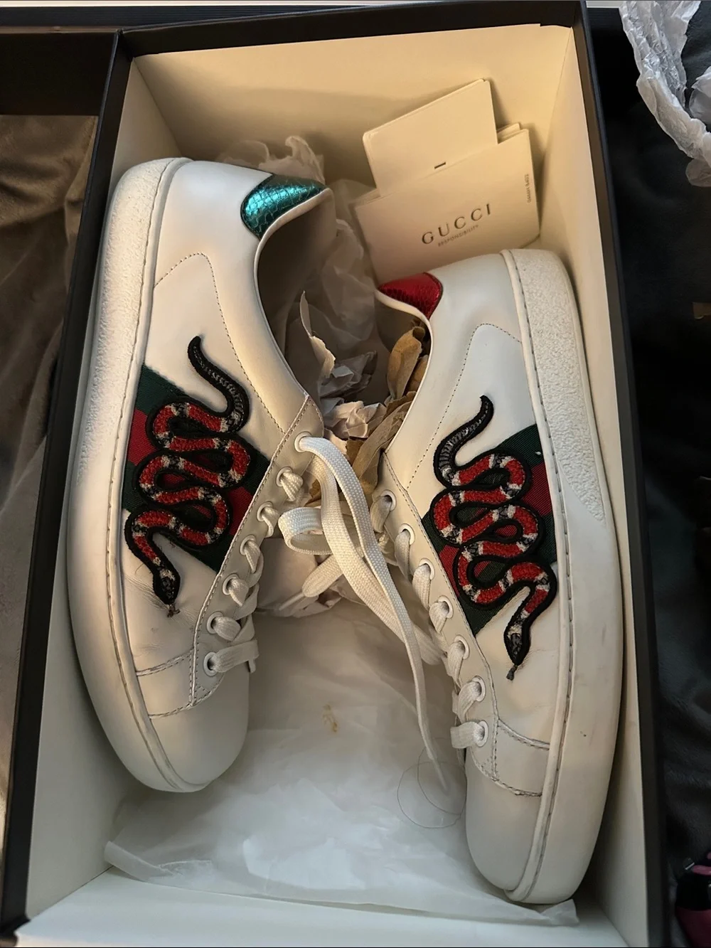 Gucci: “New Ace” Snake Tennis Shoes 🐍